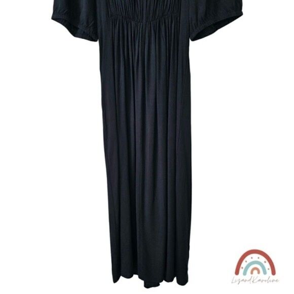 New! City Chic Villa Capri Peasant Peekaboo Tie Front Puff Sleeve Maxi Dress - Picture 9 of 11